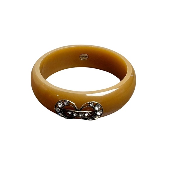 J. Crew Lulu Frost Butterscotch Resin Czeck Glass Jewel Bangle Bracelet - Picture 1 of 9